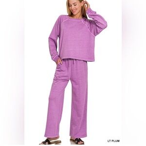 NIP Zenana Mauve Purple French Terry Lounge Set SZ S